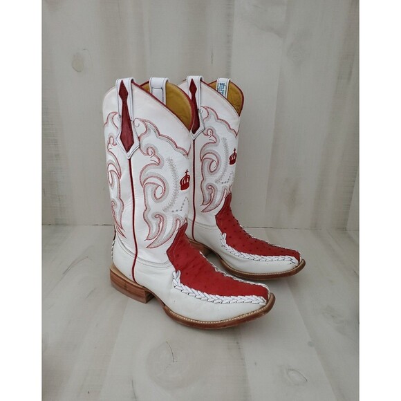 Men\'s Crown Boots belt set Ostrich Western Cowboy Boots Red/White Size 7- 51W main image 11